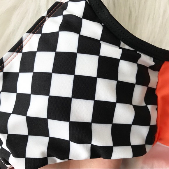 Neon orange checkered buckle bikini set - defected - Picture 5 of 8